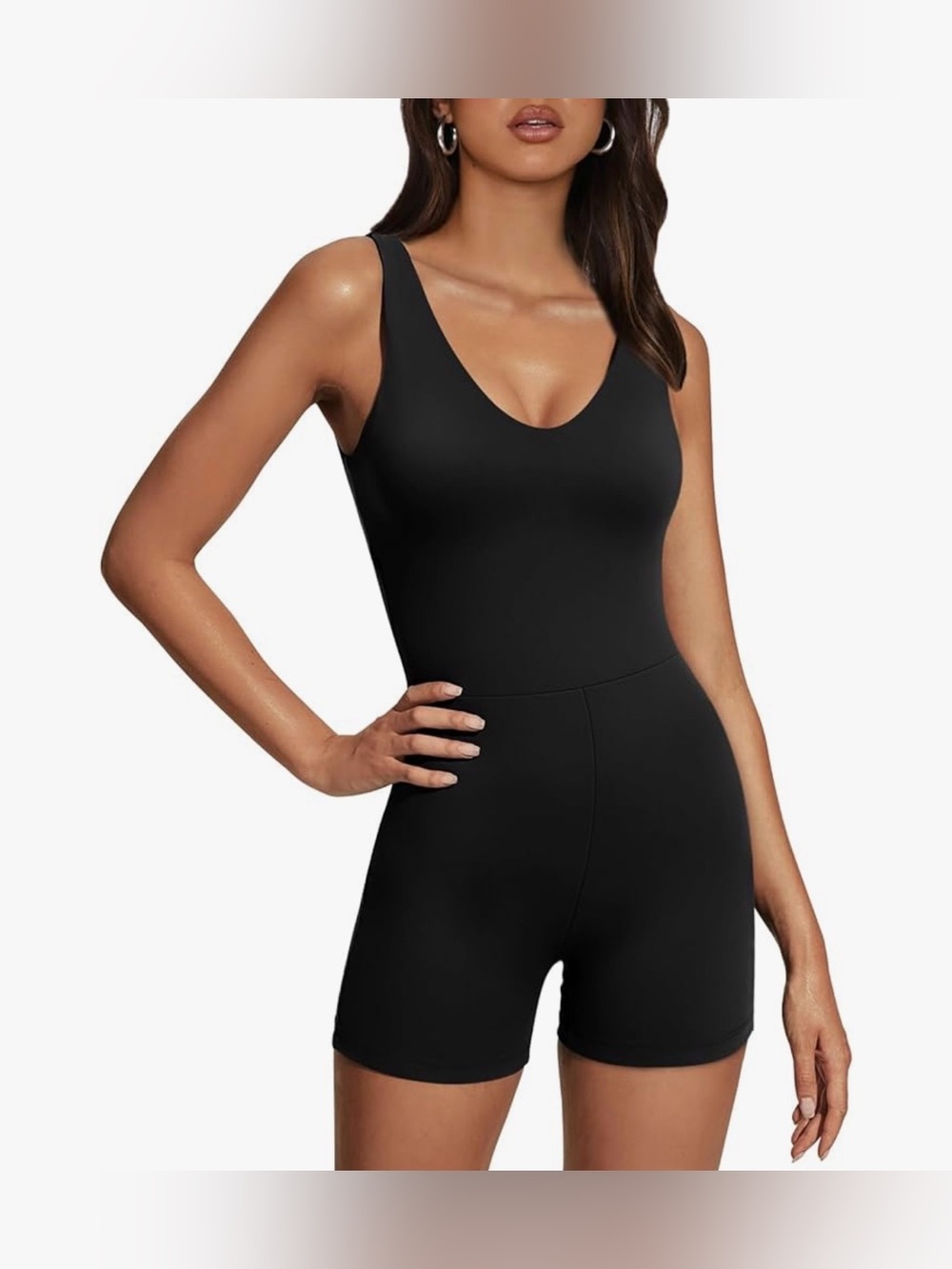 Amazon Scoop Neck Black Bodysuit Romper
